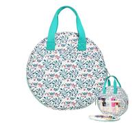 Embroidery Kit Bag, Craft Storage Tote Bag, Round Embroidery Supplies Bag, Portable Embroidery Storage Case, Large-Capacity Craft Tote, Embroidery Organizer, Multiple Pockets Storage Bag for Crafts,