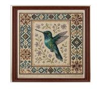 Embroidery Kit - Hummingbird Cross Stitching Accessories with Floral Pattern, Embroidery Crafting Set | Fomentos Creativity and Skill Development, Ideal para Beginners, Crafting, Home, 25 x 25 cm