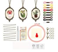 Embroidery Kit Set, Sewing Pendant Tool, Portable Craft Kit, Multifunction Embroidery Tool, Handcraft Sewing Accessory, Indoor Outdoor Crafting for Travel Home DIY Handmade Art Hobby Gift Use Set