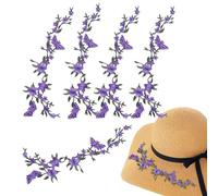 Embroidery Parches, Flower Butterfly Iron-On Apliques, 5 x Handmade Fabric Decals 9,84 x 2,95 pulgadas para sewing, Clothing Repair, Art on Jackets, Jeans, Hats, Camisetas