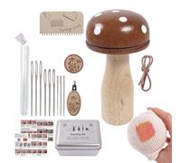 Embroidery Patch Kit - Wooden Knitting Tool, Full Darning Loom Set with Yarn Needles and Repair Accessories for Clothes Fabric Socks Hats Sweaters, DIY Craft Supplies for Knitting Mending Projects