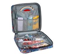 Embroidery Project Bag, Craft Carrying Storage Tote, 12.6x3.15x11.8 Inches Organizer with Multiple Pockets, Portable Case with Easy Carry, Accessories for Floss Kits Crochet Sewing and Supplies