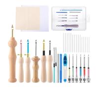 Embroidery Punch Needle Set - Adjustable Wooden Handle, DIY Stitching Tool