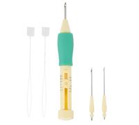 Embroidery Punch Needle Set Premium Stainless Steel Needles Comfortable Handle Adjustable Length DIY Craft Tool for Textile Decorations Clothes Pillows Bags (Yellow+Green)