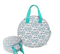 Embroidery Storage Bag - Round Embroidery Project Carrying Bag - Embroidery Supplies Organizer with Multiple Pockets, Knitting Bags for Beginners