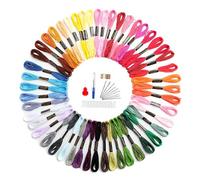 Embroidery Thread Friendship Bracelet String Premium Rainbow Color Floss Bobbins Needlepoint thread Variegated Floas for Cross Stitch, Hand Embroidery, String Art (124 colors + accessories)