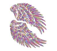 Embroidery Wing Applique - Set of 2 Iron-On Patches for Clothes, Silver Detailed Wing Decoration for Backpacks, Fabric Repair Kit for Jeans, Gothic Punk Style Accessory for Hats and Shoes