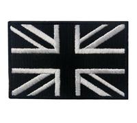 EmbTao Bandera británica de Union Jack Reino Unido Emblema nacional Broche Bordado de Gancho y Parche de Gancho y bucle de cierre, Blanco negro