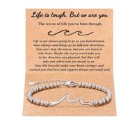 Embtrem Life Is Tough But So Are You Remember Who The F You Are - Pulsera ondulada para mujer, joyería de regalo, L, Acero inoxidable, No es una piedra preciosa