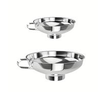 Embudo Cocina con Asa,Embudos Boca Ancha,Embudo de Acero Inoxidable,Colador de Acero Inoxidable para El Transporte de Líquidos Aceites Polvos Frijoles,Grandes y Pequeños,Plateado,2 Piezas Trichter