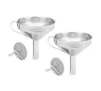 Embudo de acero inoxidable con filtro desmontable (2 unidades) para añadir mermeladas y confituras a recipientes de almacenamiento de 10 cm.