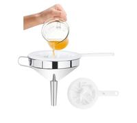 Embudo de acero inoxidable, Embudo de cocina acero inoxidable 304 con colador nailon, varios tamaños malla(200mesh Set)