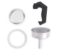 Embudo de aluminio para cafetera, sello de anillo de goma para estufa espresso - Piezas de repuesto para olla Moka mango, junta, embudo, juego de filtros para 3, 6 tazas (1 taza)