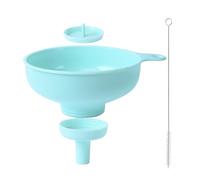 Embudo de cocina de 3 piezas con 1 cepillo, embudo de cocina de plástico, embudo multifuncional con 2 tamaños de boquilla para botellas de apertura ancha o estrecha