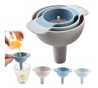 Embudo de cocina de plástico de 3 piezas con filtro, embudo pequeño de boca ancha de 2.2 a 3.7 pulgadas, embudos para botellas de llenado de cocina, 3 tamaños (color A)