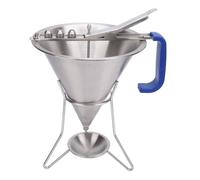 Embudo de confitería de acero inoxidable con soporte Dispensador de masa profesional para panqueques Magdalenas Bolas de pulpo Herramienta para hornear A prueba de herrumbre