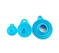 Embudo Embudos de silicona for uso en la cocina, for llenar botellas, transferir líquidos y polvos (3 unidades), 1 embudo mini, pequeño boca ancha(3 pcs blue)