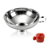 Embudo para conservas de acero inoxidable, embudo grande para alimentos, embudo para tarro de boca ancha de metal, herramientas de cocina con mango para tarros de boca ancha y regular(L)