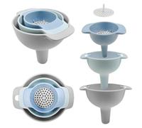 Embudo Pequeño,Embudo Cocina-Juego De 4 Embudos De Cocina Pequeños De Plástico Con Filtro Desmontable, Transferir Aceite, Líquidos, Especias Y Polvos