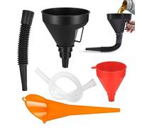 Embudos automotrices con boquilla desmontable, embudo de llenado flexible con ancha, 3 embudos de con boquilla desmontable, embudos apilables en ángulo recto para uso multifuncional
