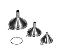 Embudos de Acero Inoxidable, 3 Embudos de Cocina para Llenar Botellas, Juego de Embudos de Cocina de 3 Tamaños con Círculo para Transferir Aceites Esenciales, Líquidos, Fluidos