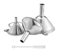 Embudos de acero inoxidable, 3 piezas de mini embudo de cocina, tamaños grandes a pequeños embudos para transferir aceites esenciales, líquidos, líquidos, ingredientes secos y polvo, duraderos y