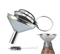 Embudos De Acero Inoxidable Para Cocina | Embudo De Cocina Metálico - Accesorio Con Cepillo Para Aceites, Mermeladas, Sólidos Y Polvos Con Material Alimenticio