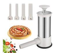 Embutidora de salchichas de acero inoxidable, máquina para embutidos, máquina manual para salchichas, relleno de salchichas con 4 embudos para embutidos, bares, camping