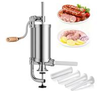 Embutidora de Salchichas Manual 2,5 lb de Acero Inoxidable, Máquina para Hacer Chorizos con Abrazadera de Mesa y 4 Boquillas 15/19/22/25 mm, Rellenadora de Embutidos para Cocina y Carne Casera