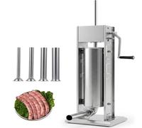 Embutidora de Salchichas Manual con 4 Tubos de Relleno, 2 Velocidades | Máquina rellenadora de carne vertical para salchichas, de acero inoxidable, para cocinas domésticas y comerciales(5L)