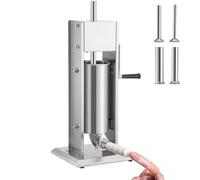 VEVOR Embutidora Manual de Salchichas Capacidad de 5L Embutidora Vertical de Mesa de Acero Inoxidable con 4 Tubos de Relleno para Churros Salchicha de 15mm/21mm/30mm/37mm para Restaurante Supermercado