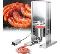 Embutidora Eléctrica de Salchichas Vertical de Acero Inoxidable | Pedal de Control, 3 Tubos de Relleno, Capacidad 2L/4L, Piezas Desmontables para Cocina y Hogar(4L)
