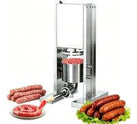 Embutidora eléctrica vertical para salchichas con 3 tubos de embutido 4L | Máquina de acero inoxidable para elaborar salchichas con control de pedal; embutidora desmontable para cocina y restaurante