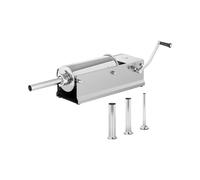 Royal Catering Embutidora Manual Horizontal Máquina De Embutira RC-SFV5L (Capacidad de llenado: 5 L, Cilindro: Ø 14 cm, 4 Boquillas incluidas, 2 velocidades)