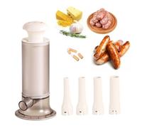 Embutidora Manual De Salchichas: Máquina Para Hacer Carne Manual, Prensa De Salchichas De Cocina Con Cuatro Tubos Para Un Relleno Versátil | Herramienta De Preparación De Salchichs Casera Para Amante