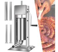 Embutidoras de salchichas y embutidos verticales, con funcionalidad de doble velocidad, incluye 4 tubos de acero inoxidable for uso doméstico y profesional(3L)