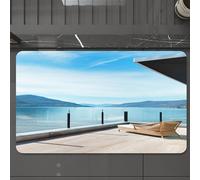 EMCLKS Alfombra Baño Antideslizante 60x90 cm,Arquitectura Moderna Hermosa Vista al Lago Desde la terraza de un ático,Alfombrilla Absorbente, Alfombras Lavable a Máquina con Microfibras Suaves