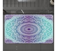 EMCLKS Alfombra Baño Antideslizante 60x90 cm,Arte de Mandala, patrón Complejo de Color púrpura Suave y diseño Circular turq,Alfombrilla Absorbente, Alfombras Lavable a Máquina con Microfibras Suaves