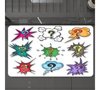 EMCLKS Alfombra Baño Antideslizante 60x90 cm,Burbujas de diálogo de Arte Pop con Signos de interrogación.,Alfombrilla Absorbente, Alfombras Lavable a Máquina con Microfibras Suaves