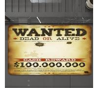 EMCLKS Alfombra Baño Antideslizante 60x90 cm,Cartel de búsqueda Antiguo del Oeste, impresión de Dead or Alive, recompensa e,Alfombrilla Absorbente, Alfombras Lavable a Máquina con Microfibras Suaves