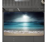 EMCLKS Alfombra Baño Antideslizante 60x90 cm,Cielo tormentoso bajo la Vista del mar, Playas y océanos, un Rayo de luz atrav,Alfombrilla Absorbente, Alfombras Lavable a Máquina con Microfibras Suaves