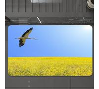 EMCLKS Alfombra Baño Antideslizante 60x90 cm,Cigüeña Amarilla y Azul, Sola en Vuelo, en un Cielo despejado en Primavera.,Alfombrilla Absorbente, Alfombras Lavable a Máquina con Microfibras Suaves