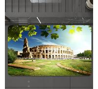 EMCLKS Alfombra Baño Antideslizante 60x90 cm,Ciudad, Coliseo, una Maravilla Antigua bañada por el Sol, rodeada de entornos,Alfombrilla Absorbente, Alfombras Lavable a Máquina con Microfibras Suaves