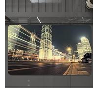 EMCLKS Alfombra Baño Antideslizante 60x90 cm,Ciudad, Hermosa Vista Nocturna de la Zona financiera y Comercial de Shanghai.,Alfombrilla Absorbente, Alfombras Lavable a Máquina con Microfibras Suaves