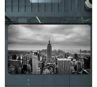 EMCLKS Alfombra Baño Antideslizante 60x90 cm,Ciudad icónica en Blanco y Negro, Empire State Building en una dramática ciuda,Alfombrilla Absorbente, Alfombras Lavable a Máquina con Microfibras Suaves