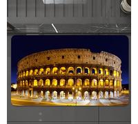 EMCLKS Alfombra Baño Antideslizante 60x90 cm,Coliseo de Noche, Manto Romano bajo Las Luces, majestuosa cúpula en el Cielo n,Alfombrilla Absorbente, Alfombras Lavable a Máquina con Microfibras Suaves