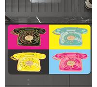 EMCLKS Alfombra Baño Antideslizante 60x90 cm,Comunicación Dibujo Colorido Color Warhol Pop Teléfono Andy Funky Cool Diverti,Alfombrilla Absorbente, Alfombras Lavable a Máquina con Microfibras Suaves