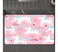 EMCLKS Alfombra Baño Antideslizante 60x90 cm,con Unicornios mágicos y arcoíris. Fondo Infantil de Cuento de Hadas para ilus,Alfombrilla Absorbente, Alfombras Lavable a Máquina con Microfibras Suaves