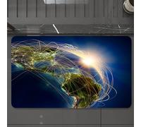 EMCLKS Alfombra Baño Antideslizante 60x90 cm,Conectividad Global, la representación de la Tierra es una radiación Que simbo,Alfombrilla Absorbente, Alfombras Lavable a Máquina con Microfibras Suaves