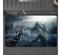 EMCLKS Alfombra Baño Antideslizante 60x90 cm,De temática náutica, un intrépido Pirata se enfrenta al Fabuloso Monstruo Mari,Alfombrilla Absorbente, Alfombras Lavable a Máquina con Microfibras Suaves